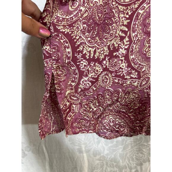 Lane Bryant Blouse 26 28 Mauve Print 100% Silk V Neck Asymmetric Sleeves - Picture 2 of 9